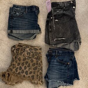 Stylish Denim and Leopard Print Short Shorts Group Bundle